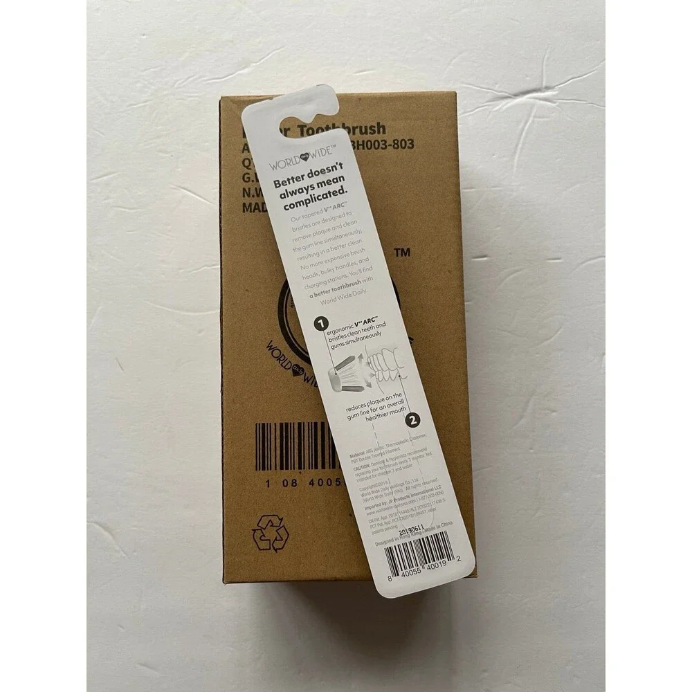 World Wide Better Toothbrush 12 Pieces Box Ultra Soft Tapered Arc Shape Bristle.